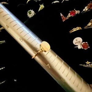 Gold Opal Disc Ring - Women Jewelry